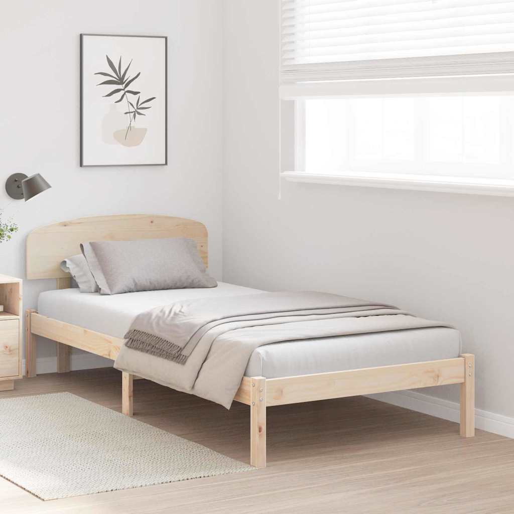 Rám Postele S Čelo Přírodní 75 X 190 Cm Masivní Borové Dřevo