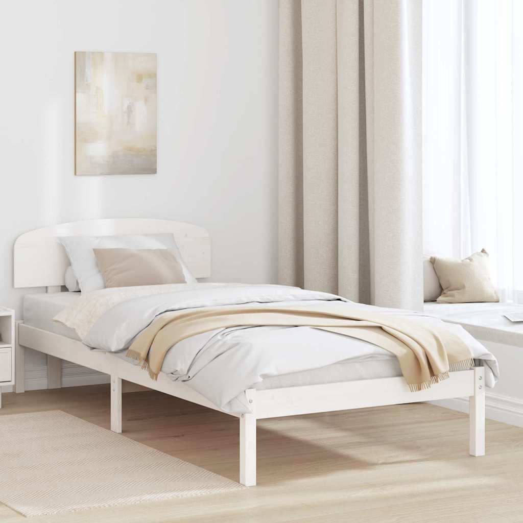 Rám Postele S Čelo Bílá 75 X 190 Cm Masivní Borové Dřevo