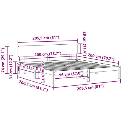 Rám Postele S Čelo Bílá 200 X 200 Cm Masivní Borové Dřevo