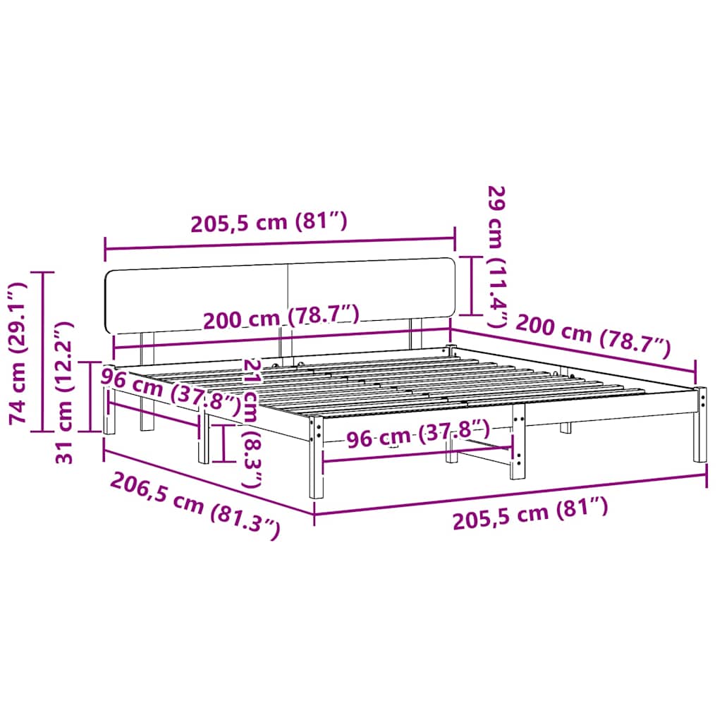 Rám Postele Voskově Hnědá 200 X 200 Cm Masivní Borové Dřevo
