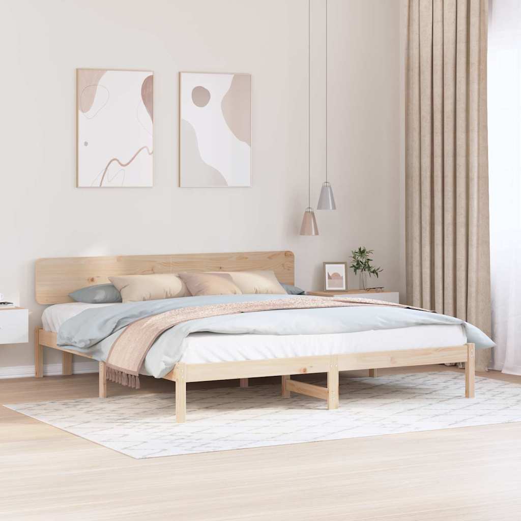 Rám Postele S Čelo Přírodní 180 X 200 Cm Masivní Borové Dřevo