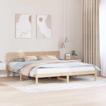 Rám Postele S Čelo Přírodní 180 X 200 Cm Masivní Borové Dřevo