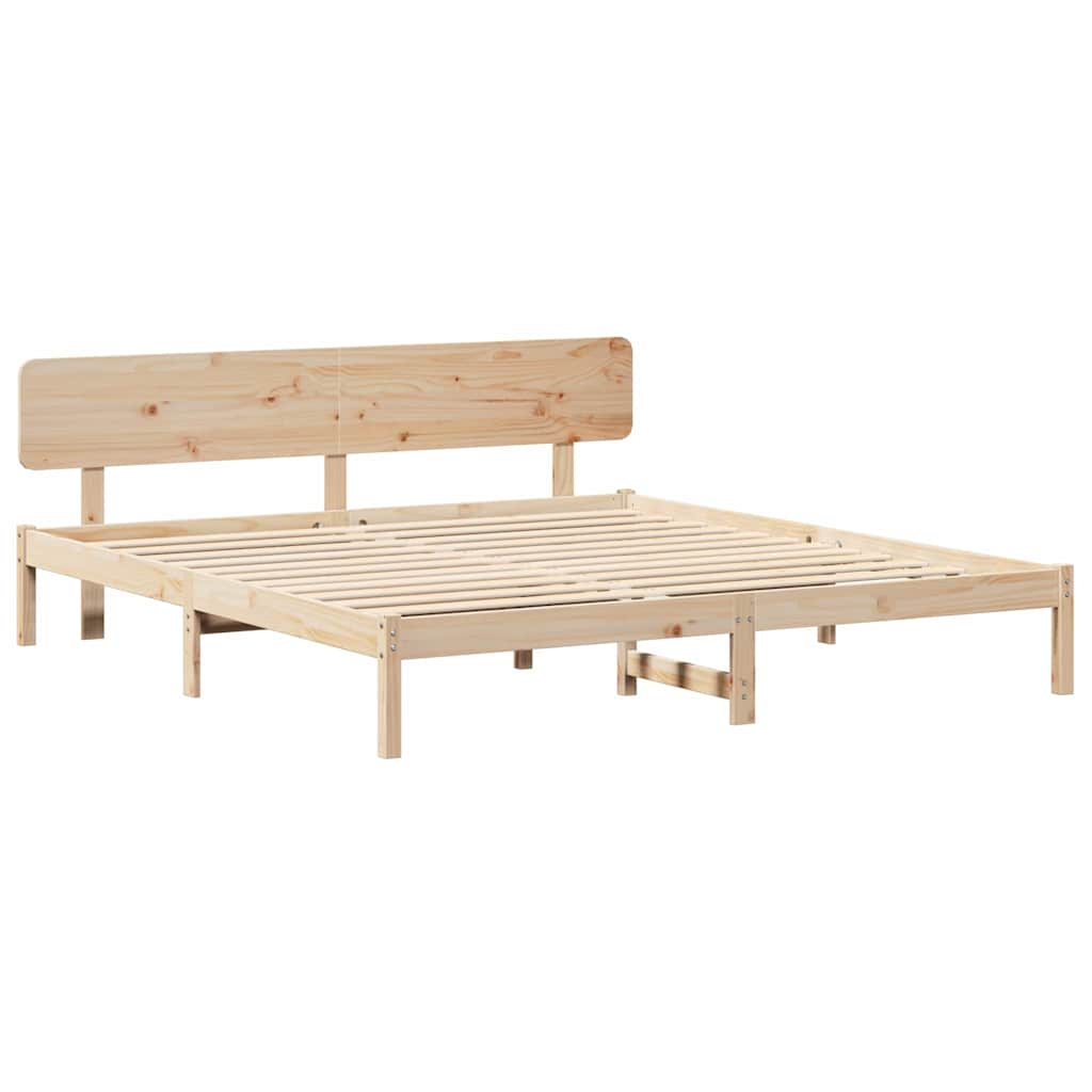 Rám Postele S Čelo Přírodní 180 X 200 Cm Masivní Borové Dřevo