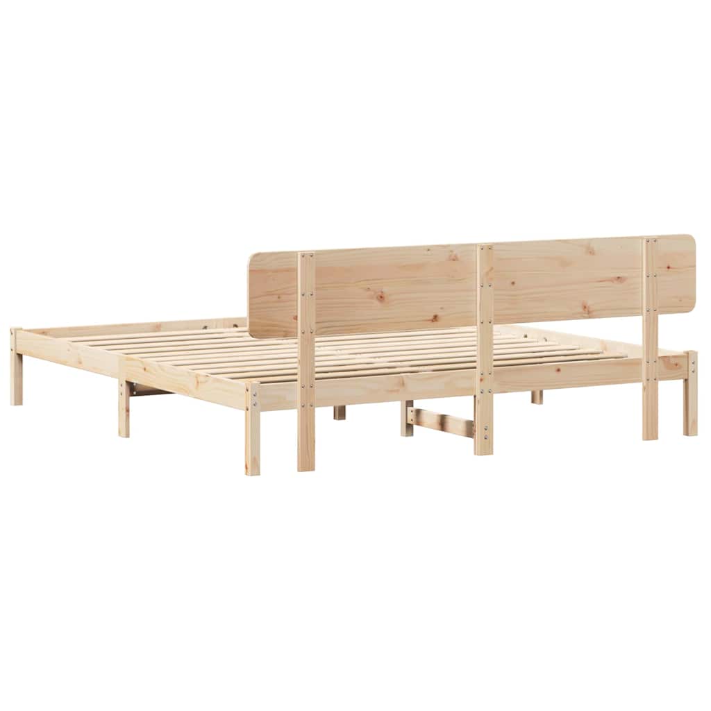 Rám Postele S Čelo Přírodní 180 X 200 Cm Masivní Borové Dřevo