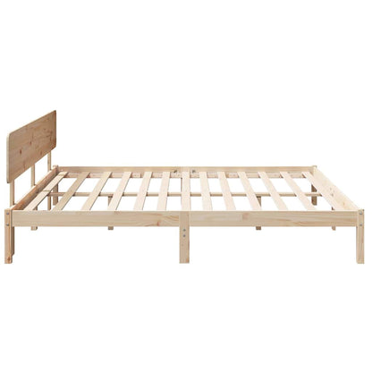 Rám Postele S Čelo Přírodní 180 X 200 Cm Masivní Borové Dřevo