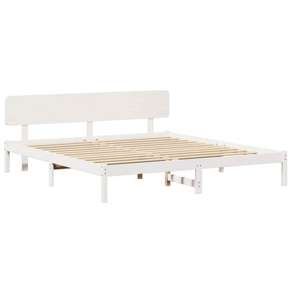 Rám Postele S Čelo Bílá 180 X 200 Cm Masivní Borové Dřevo