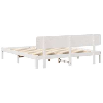 Rám Postele S Čelo Bílá 180 X 200 Cm Masivní Borové Dřevo