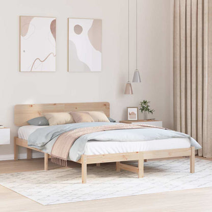 Rám Postele S Čelo Přírodní 160 X 200 Cm Masivní Borové Dřevo