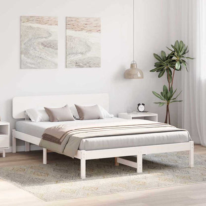 Rám Postele S Čelo Bílá 160 X 200 Cm Masivní Borové Dřevo
