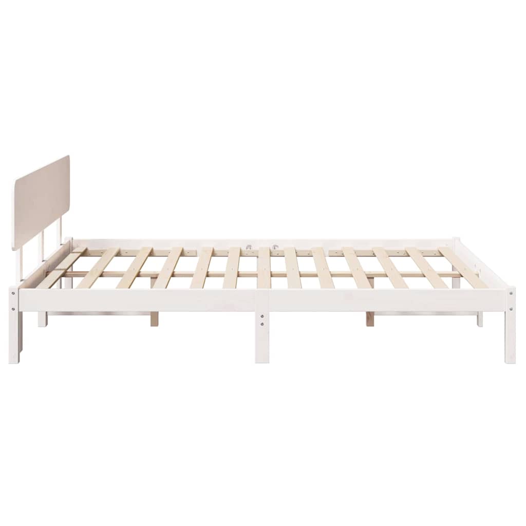 Rám Postele S Čelo Bílá 160 X 200 Cm Masivní Borové Dřevo