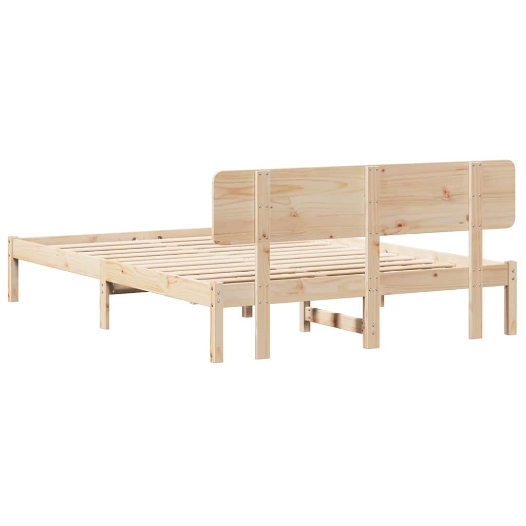 Rám Postele S Čelo Přírodní 150 X 200 Cm Masivní Borové Dřevo