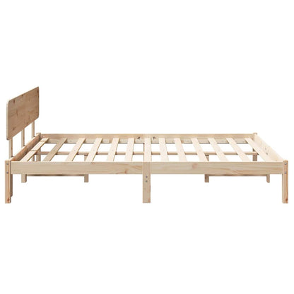 Rám Postele S Čelo Přírodní 150 X 200 Cm Masivní Borové Dřevo