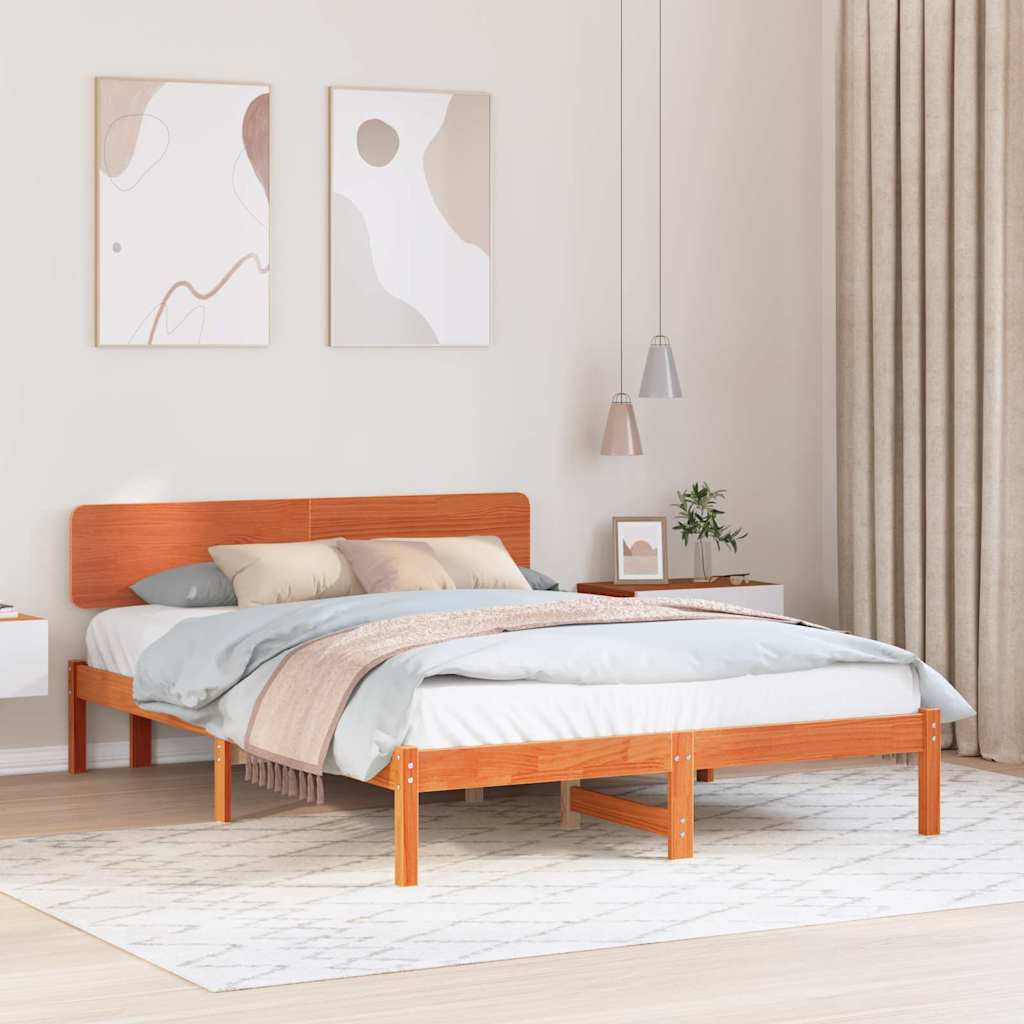 Rám Postele Voskově Hnědá 150 X 200 Cm Masivní Borové Dřevo