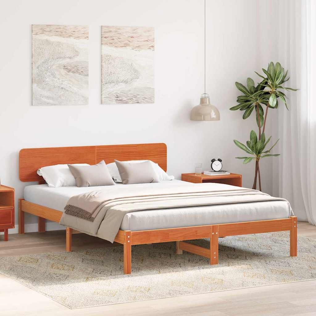 Rám Postele Voskově Hnědá 140 X 200 Cm Masivní Borové Dřevo