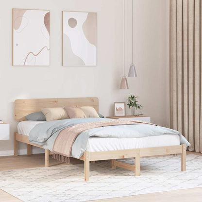 Rám Postele S Čelo Přírodní 120 X 200 Cm Masivní Borové Dřevo
