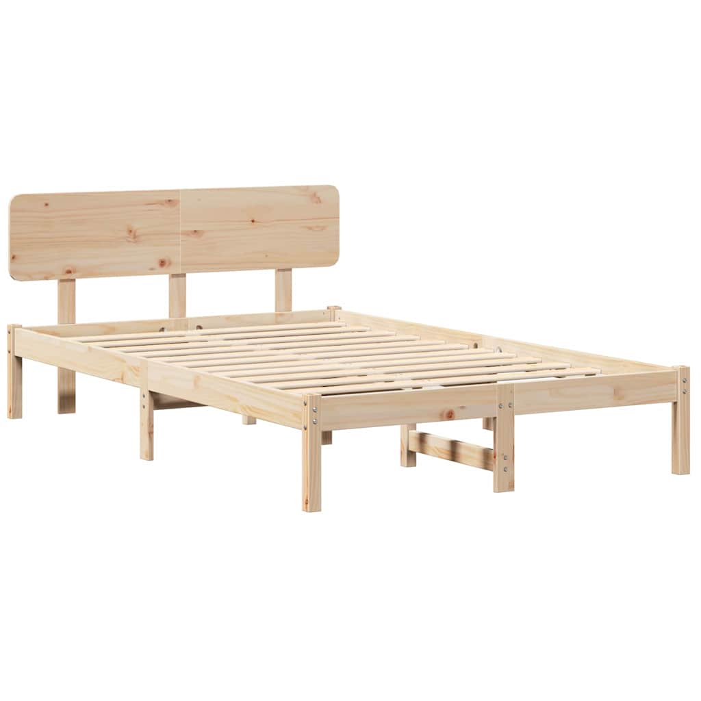 Rám Postele S Čelo Přírodní 120 X 200 Cm Masivní Borové Dřevo