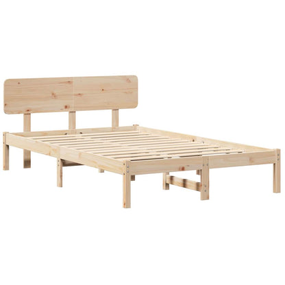 Rám Postele S Čelo Přírodní 120 X 200 Cm Masivní Borové Dřevo