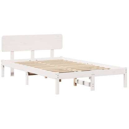 Rám Postele S Čelo Bílá 120 X 200 Cm Masivní Borové Dřevo