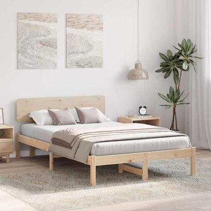 Rám Postele S Čelo Přírodní 135 X 190 Cm Masivní Borové Dřevo