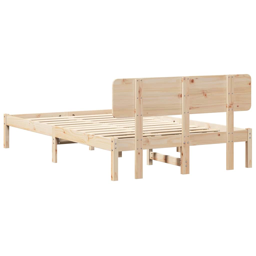 Rám Postele S Čelo Přírodní 120 X 190 Cm Masivní Borové Dřevo