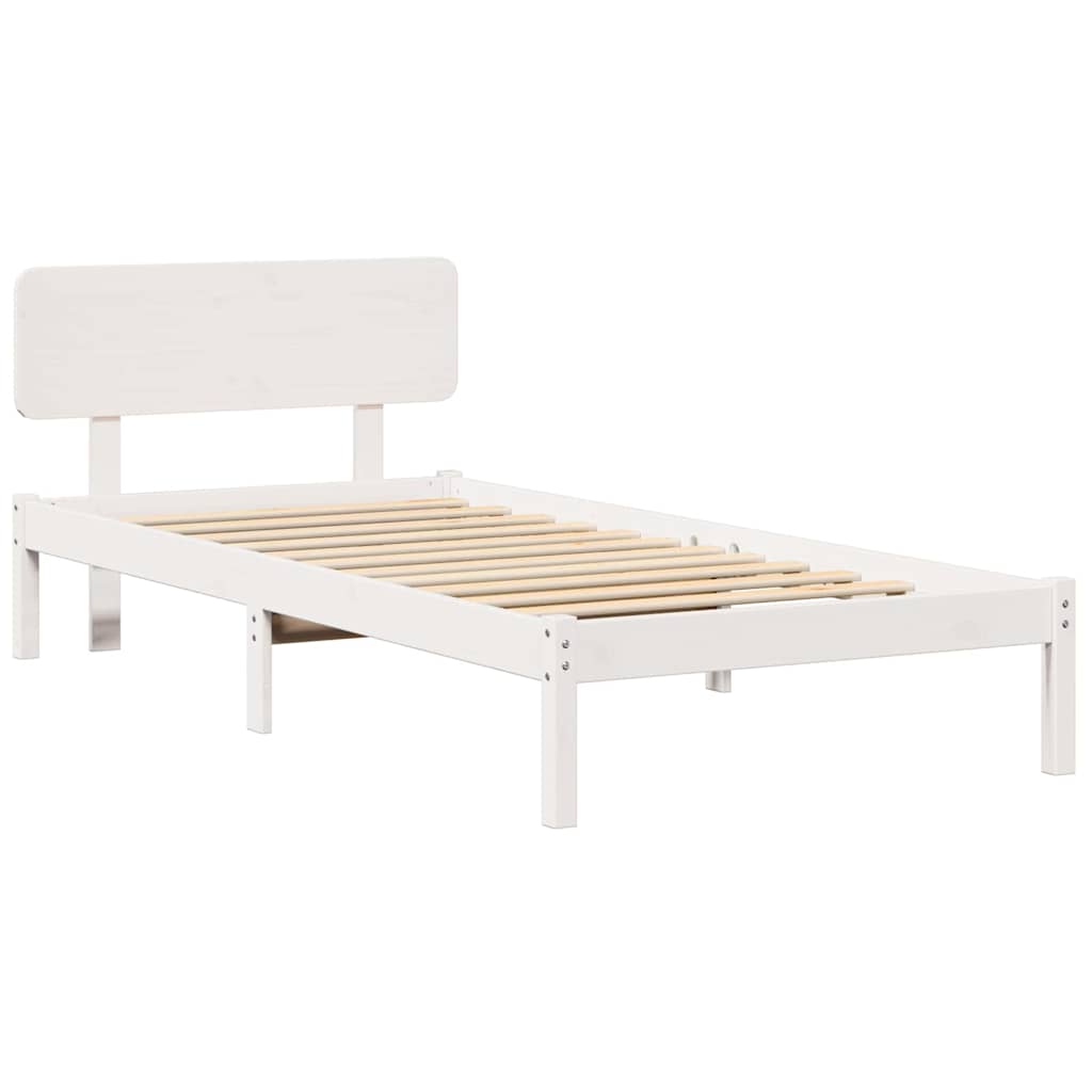 Rám Postele S Čelo Bílá 100 X 200 Cm Masivní Borové Dřevo