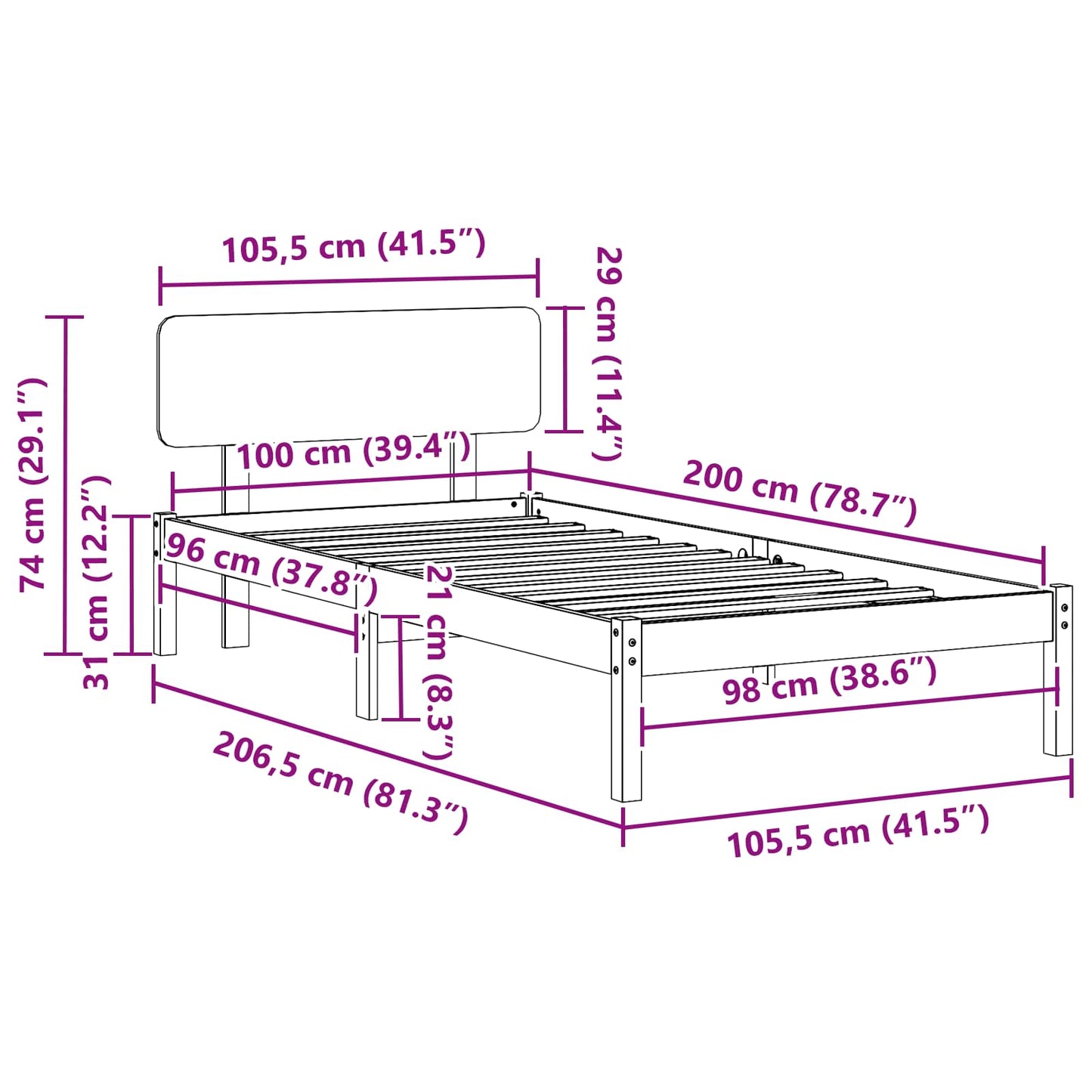Rám Postele Voskově Hnědá 100 X 200 Cm Masivní Borové Dřevo