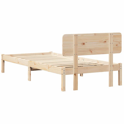 Rám Postele S Čelo Přírodní 90 X 200 Cm Masivní Borové Dřevo