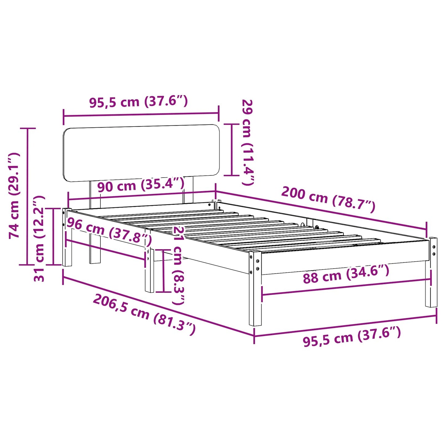 Rám Postele Voskově Hnědá 90 X 200 Cm Masivní Borové Dřevo