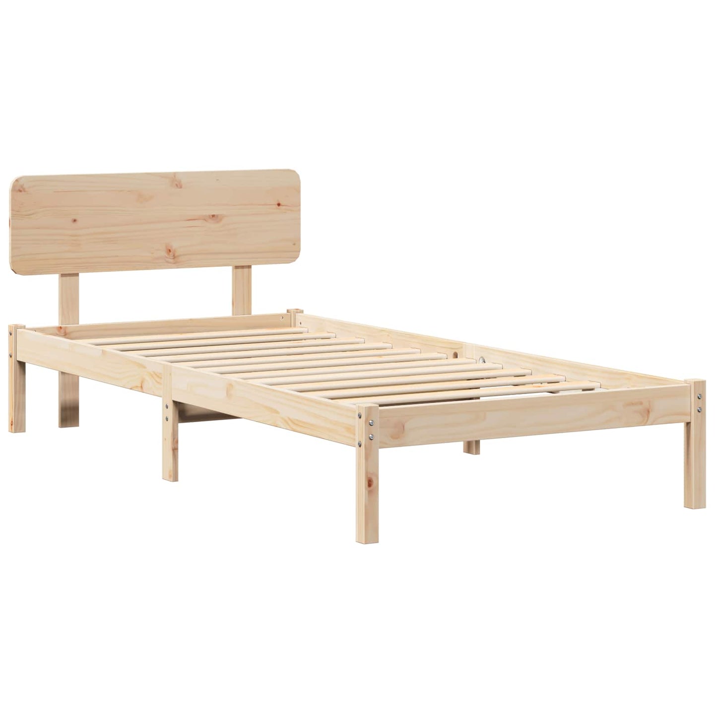 Rám Postele S Čelo Přírodní 90 X 190 Cm Masivní Borové Dřevo