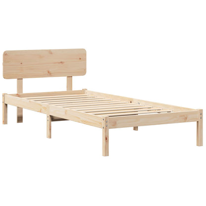 Rám Postele S Čelo Přírodní 90 X 190 Cm Masivní Borové Dřevo