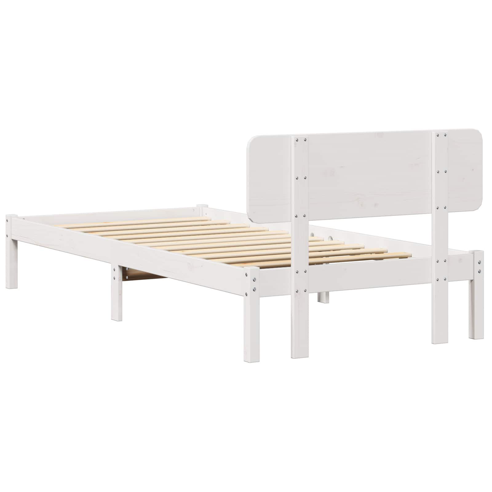 Rám Postele S Čelo Bílá 90 X 190 Cm Masivní Borové Dřevo