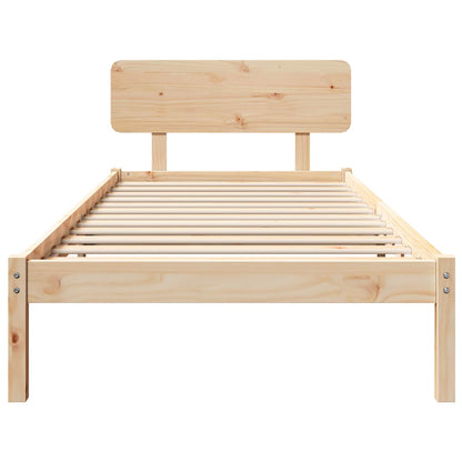 Rám Postele S Čelo Přírodní 75 X 190 Cm Masivní Borové Dřevo