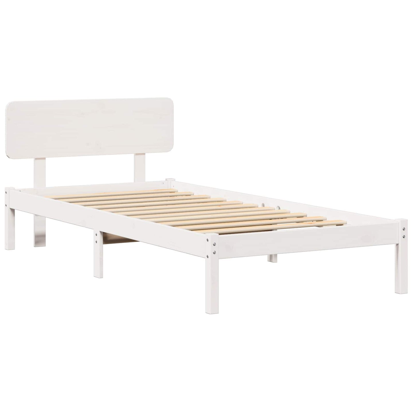 Rám Postele S Čelo Bílá 75 X 190 Cm Masivní Borové Dřevo