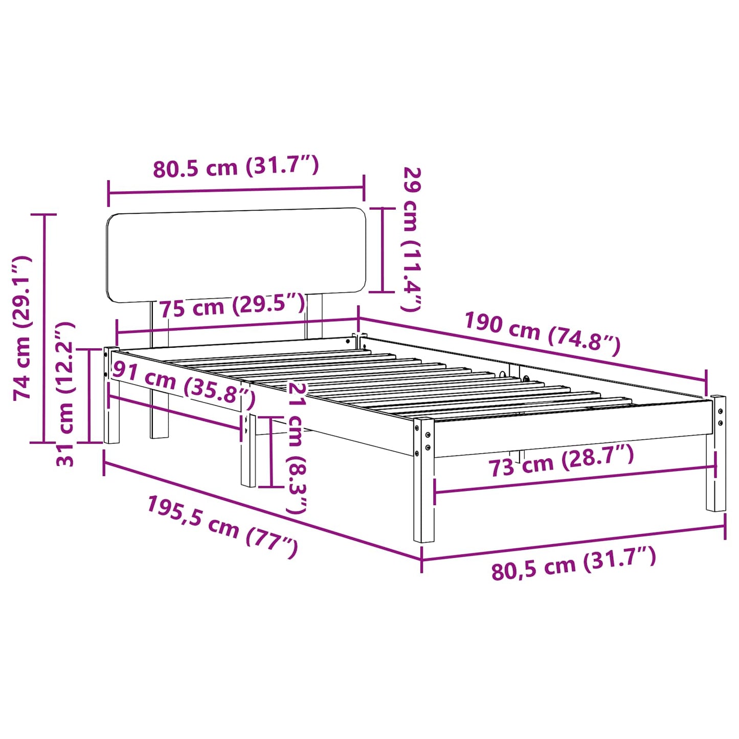 Rám Postele Voskově Hnědá 75 X 190 Cm Masivní Borové Dřevo