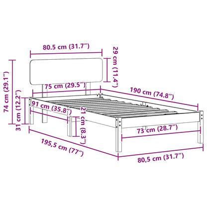 Rám Postele Voskově Hnědá 75 X 190 Cm Masivní Borové Dřevo
