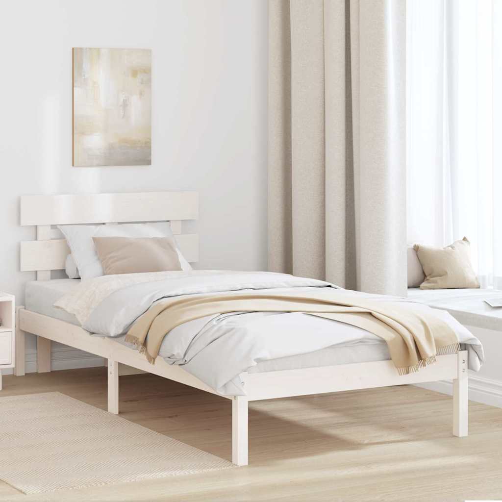 Rám Postele S Čelo Bílá 80 X 200 Cm Masivní Borové Dřevo
