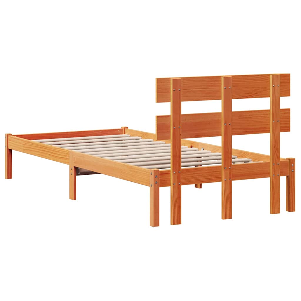 Rám Postele S Čelo Hnědá 90 X 200 Cm Masivní Borové Dřevo