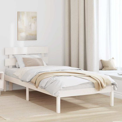 Rám Postele S Čelo Bílá 100 X 200 Cm Masivní Borové Dřevo