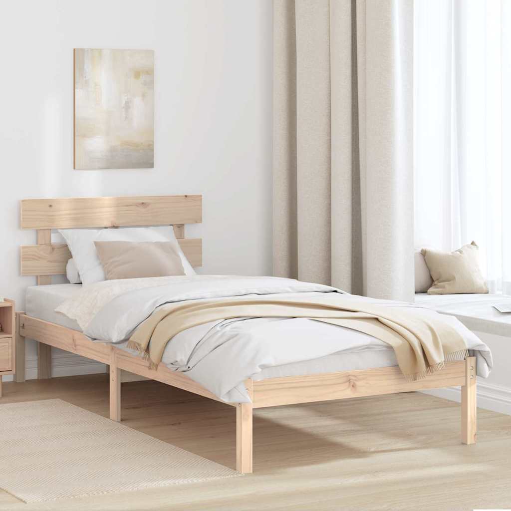 Rám Postele S Čelo Hnědá 90 X 190 Cm Masivní Borové Dřevo