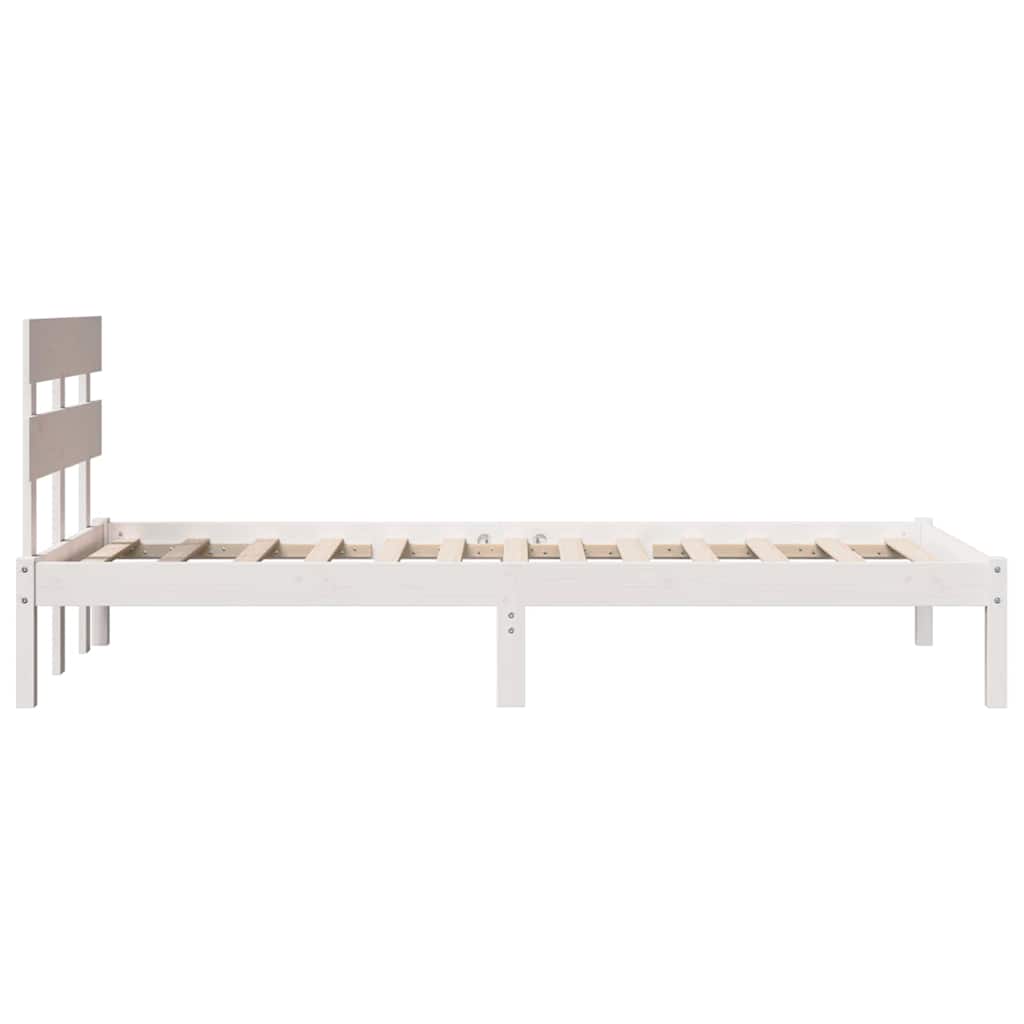 Rám Postele S Čelo Bílá 90 X 190 Cm Masivní Borové Dřevo