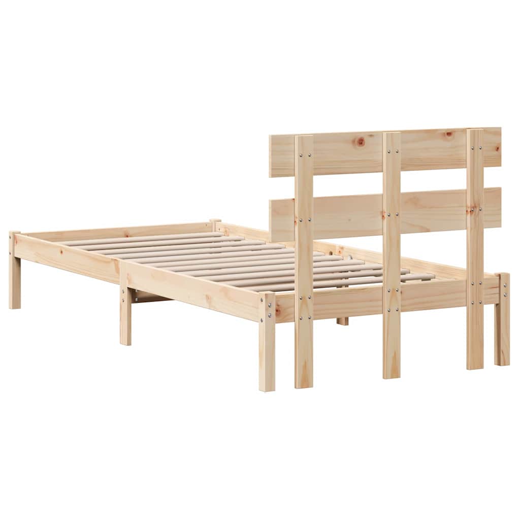 Rám Postele S Čelo Hnědá 75 X 190 Cm Masivní Borové Dřevo