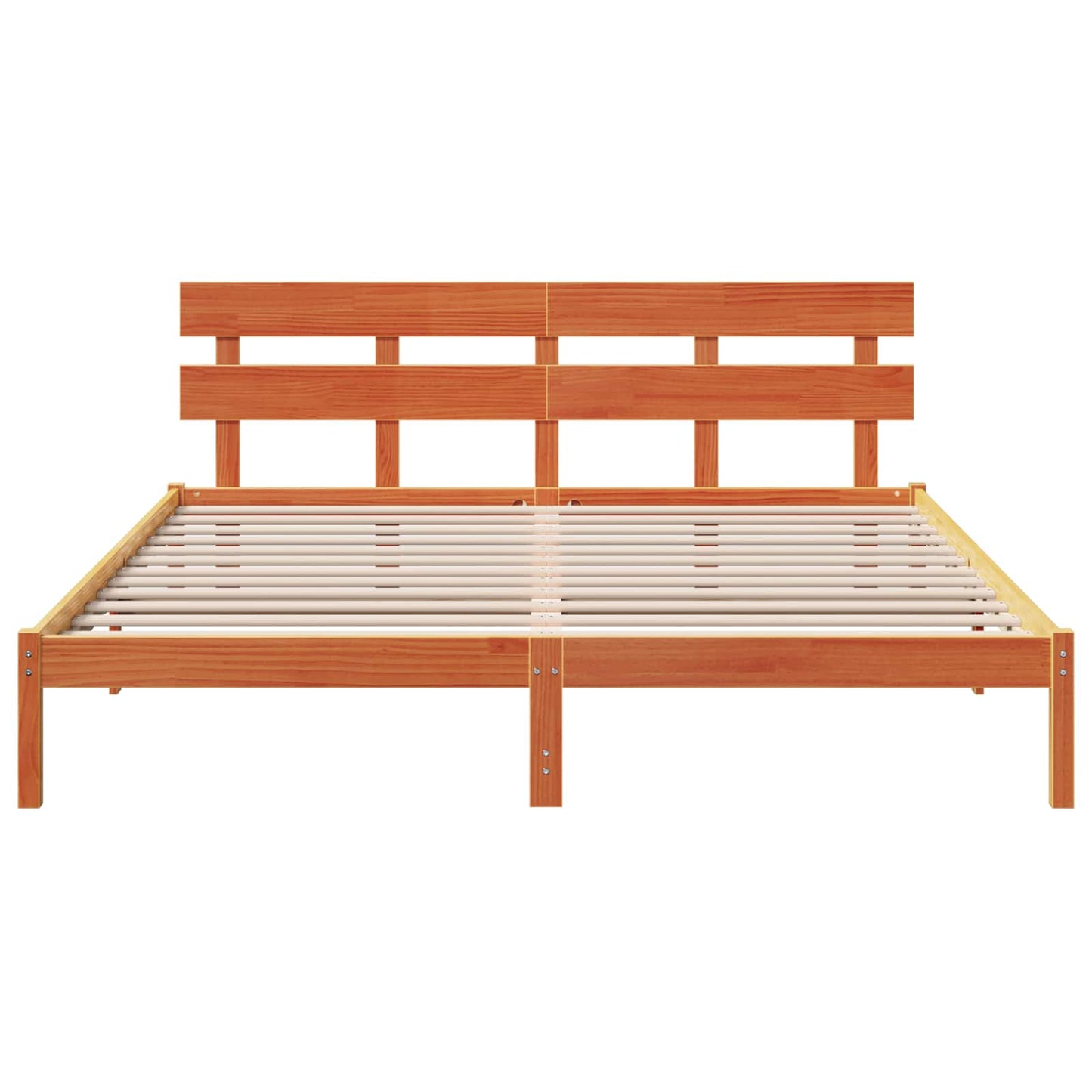 Rám Postele S Čelo Hnědá 200 X 200 Cm Masivní Borové Dřevo