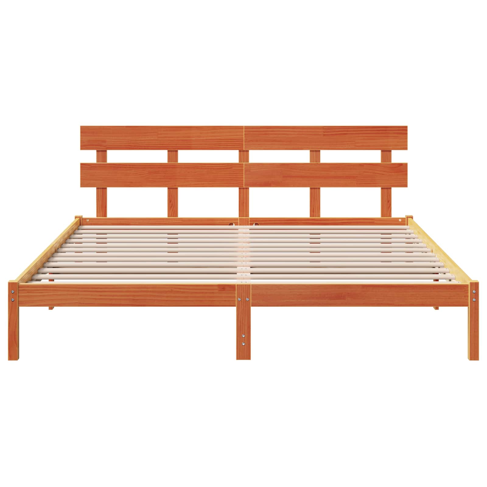 Rám Postele S Čelo Hnědá 200 X 200 Cm Masivní Borové Dřevo