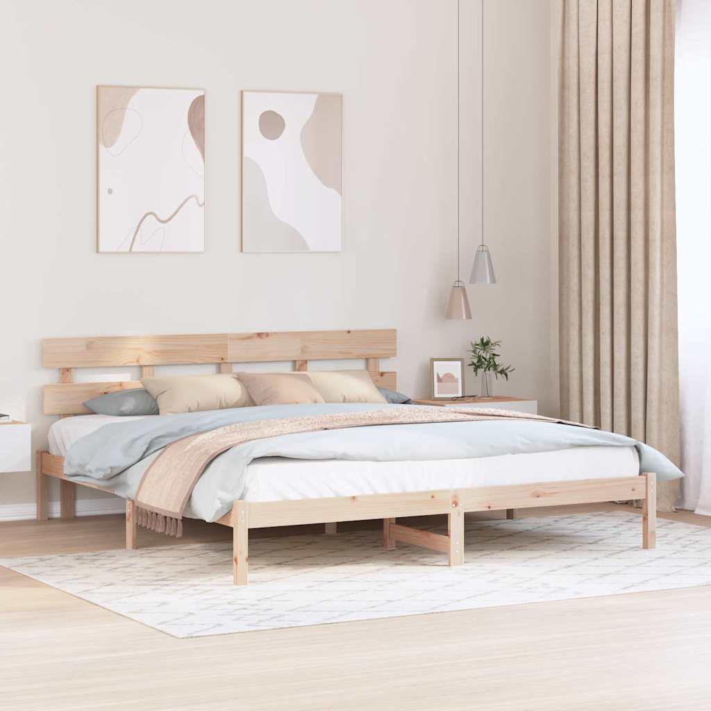 Rám Postele S Čelo Hnědá 180 X 200 Cm Masivní Borové Dřevo