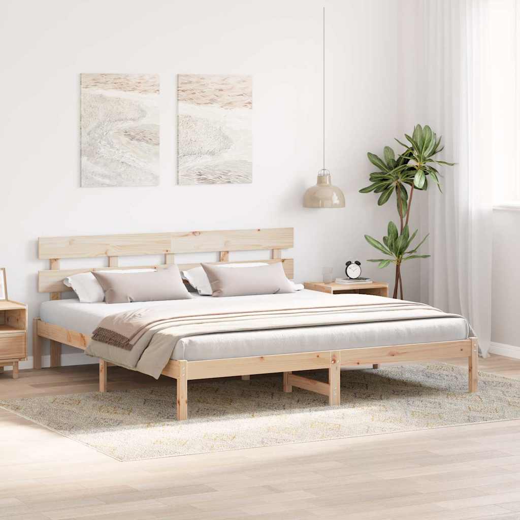 Rám Postele S Čelo Hnědá 180 X 200 Cm Masivní Borové Dřevo