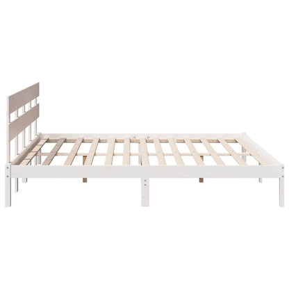 Rám Postele S Čelo Bílá 180 X 200 Cm Masivní Borové Dřevo