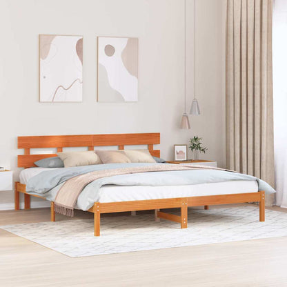Rám Postele S Čelo Hnědá 180 X 200 Cm Masivní Borové Dřevo