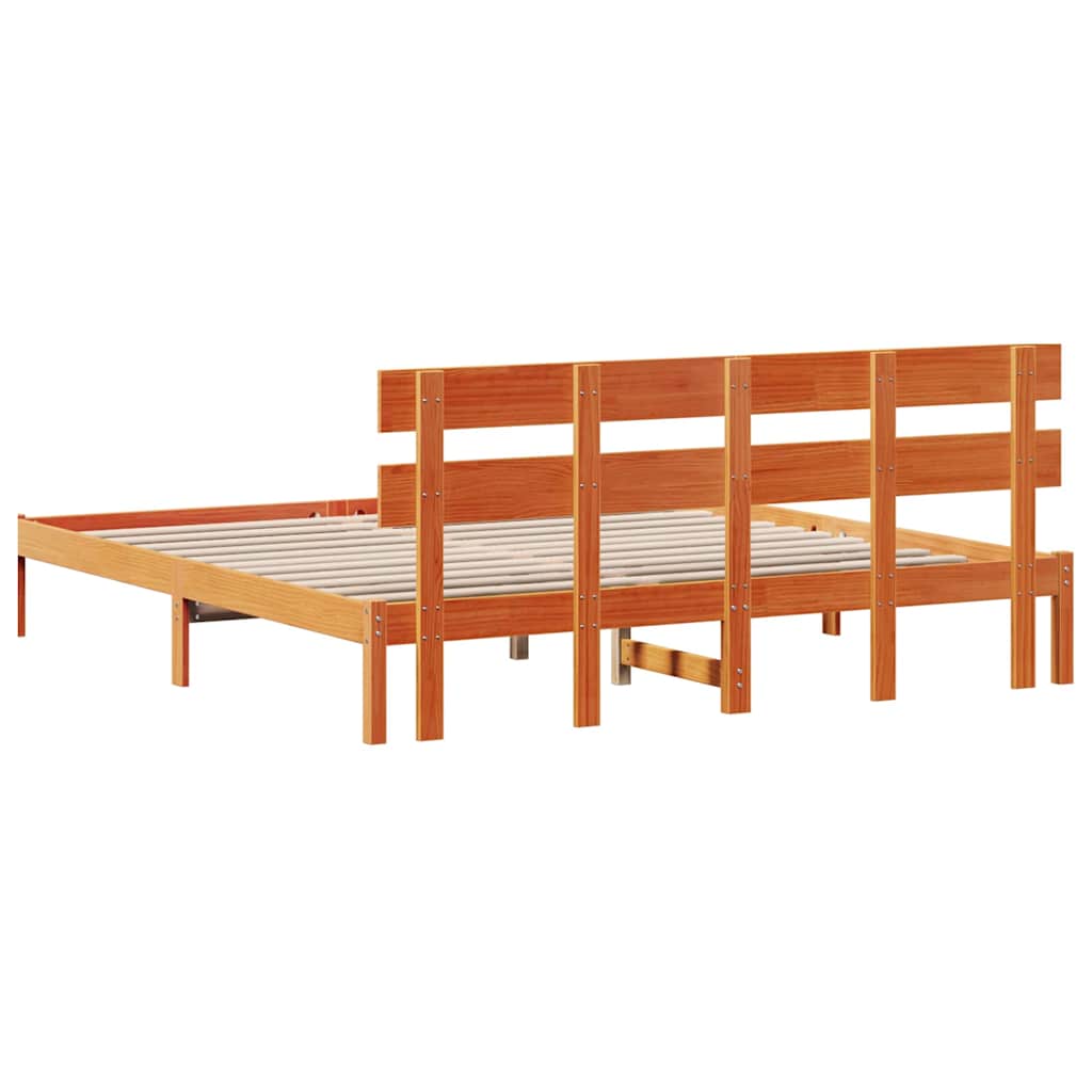 Rám Postele S Čelo Hnědá 180 X 200 Cm Masivní Borové Dřevo