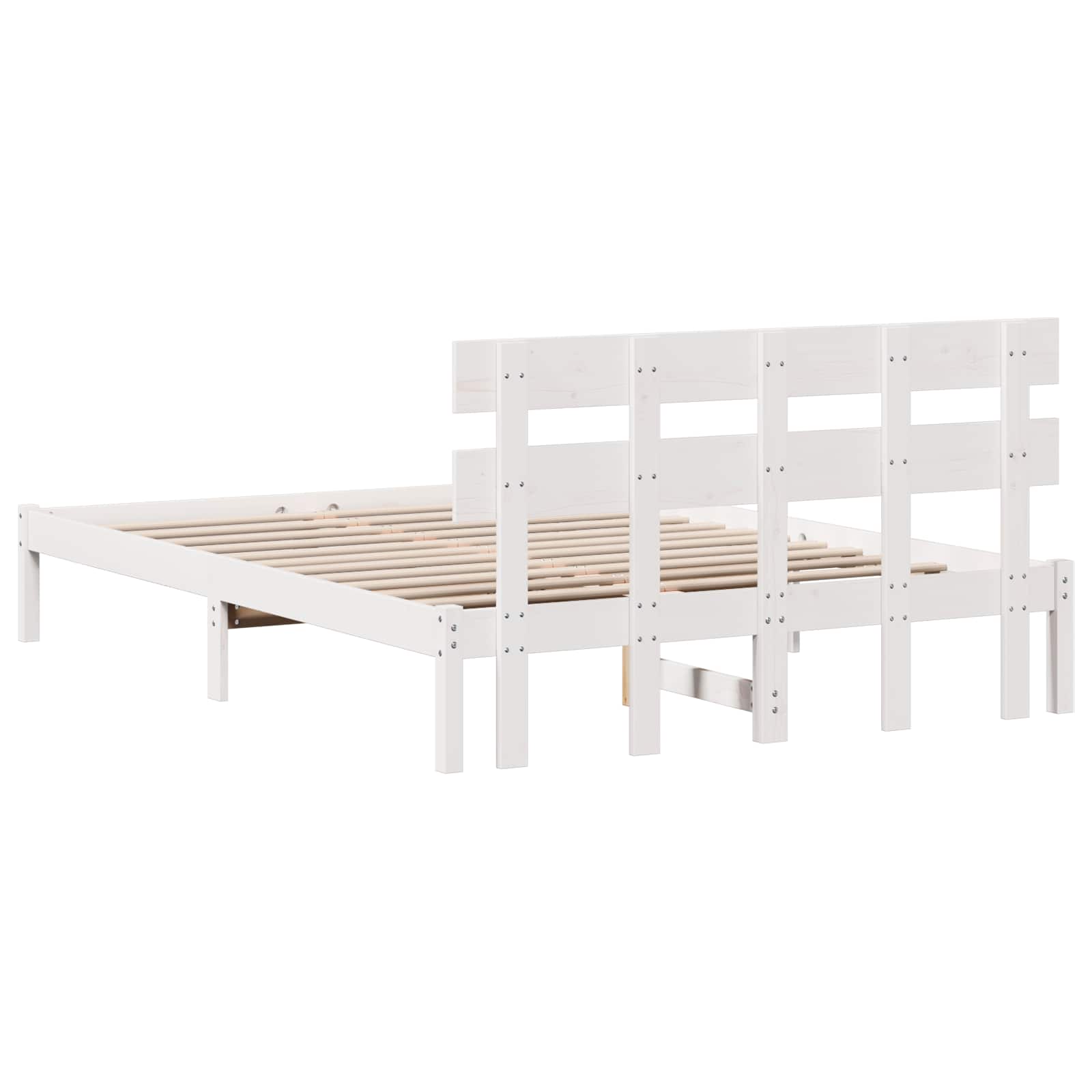 Rám Postele S Čelo Bílá 160 X 200 Cm Masivní Borové Dřevo