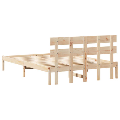 Rám Postele S Čelo Hnědá 150 X 200 Cm Masivní Borové Dřevo